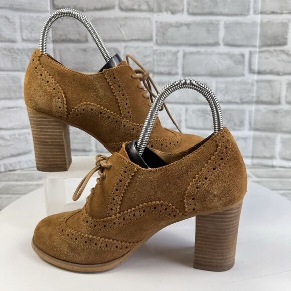 Steve Madden Omyra Women's Size 7.5 Brown Suede Oxford Block Heel Lace Up Bootie - Picture 4 of 12